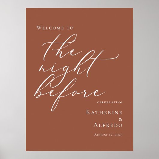 Terracotta Der Abend vor der Probe willkommen Poster (Vorne)