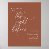 Terracotta Der Abend vor der Probe willkommen Poster (Vorne)