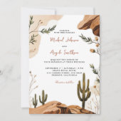 Terracotta Desert Floral Elegante Bohemische Hochz Einladung (Vorderseite)