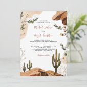 Terracotta Desert Floral Elegante Bohemische Hochz Einladung (Stehend Vorderseite)