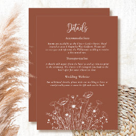 Terracotta - Detail-Karte mit weißer Blume Einladung