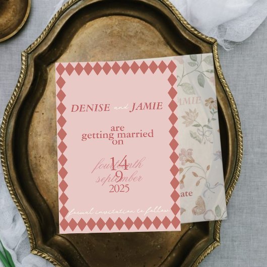 Terracotta Diamond Vellum Beilage Hochzeit Save The Date