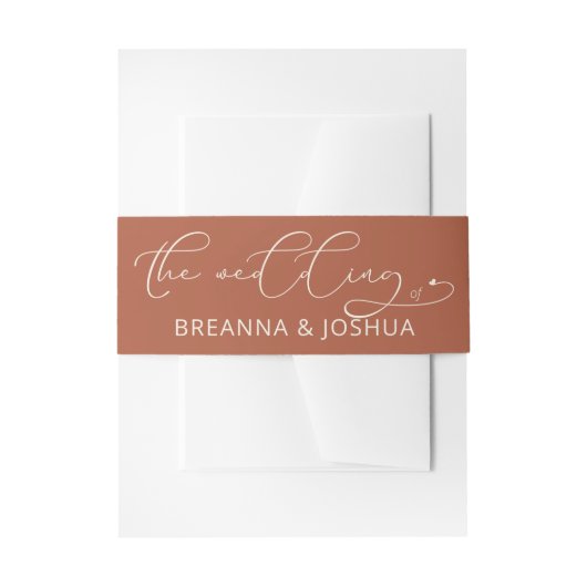 Terracotta Die Hochzeit der Kalligrafie Einladungsbanderole (Vorderseite Beispiel)