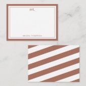 Terracotta Double Border Moderne Monogramm Streife Mitteilungskarte (Vorne/Hinten)
