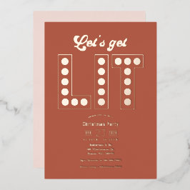 Terracotta Dream Get Lit Retro Christmas Party Folieneinladung