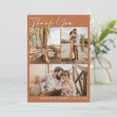 Terracotta Drehbuch chic 6 Fotos Hochzeit danke (Stehend Vorderseite)