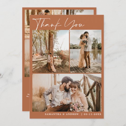 Terracotta Drehbuch chic 6 Fotos Hochzeit danke (Vorne/Hinten)