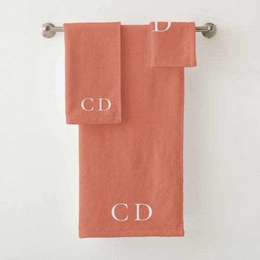 Terracotta-Dusty-Earth-Monogramm-Initialen Badhandtuch Set (Insitu)