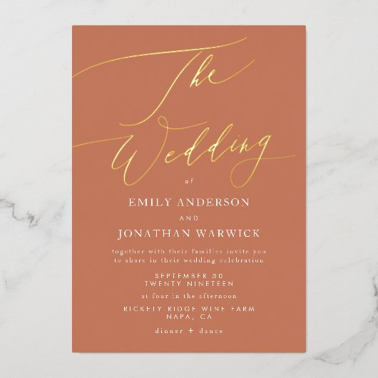 Terracotta Dusty Orange Folieneinladung (Vorderseite)