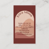 Terracotta Earth Tone Abstrakt Boho Chic Arch Visitenkarte (Rückseite)