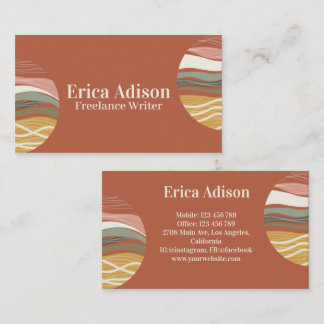 Terracotta Earth Tone Abstrakt Boho Chic Visitenkarte