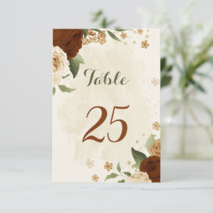 Terracotta earth tone florale Tischnummer Karte