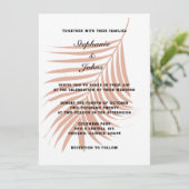 Terracotta Earth Tone Tropical Palm Leaf Wedding Einladung (Stehend Vorderseite)