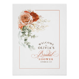 Terracotta Earthy Boho Brautparty Willkommen Poster