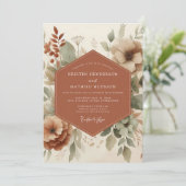 Terracotta Earthy Boho Wedding Einladung (Stehend Vorderseite)