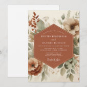 Terracotta Earthy Boho Wedding Einladung (Vorne/Hinten)