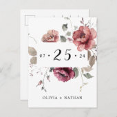 Terracotta Earthy Burgundy Fall Boho Save the Date Einladungspostkarte (Vorne/Hinten)