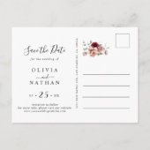 Terracotta Earthy Burgundy Fall Boho Save the Date Einladungspostkarte (Rückseite)