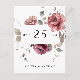 Terracotta Earthy Burgundy Fall Boho Save the Date Einladungspostkarte