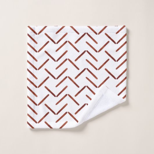 Terracotta Earthy Tone Boho Geometric Pattern  Badhandtuch Set (Waschlappen)