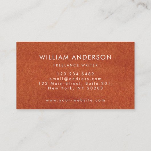 Terracotta Earthy Tone Business Card Visitenkarte (Rückseite)