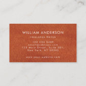 Terracotta Earthy Tone Business Card Visitenkarte (Rückseite)