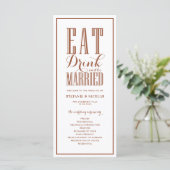 Terracotta Eat Drink und Verheiratet Hochzeit sein Programm (Stehend Vorderseite)