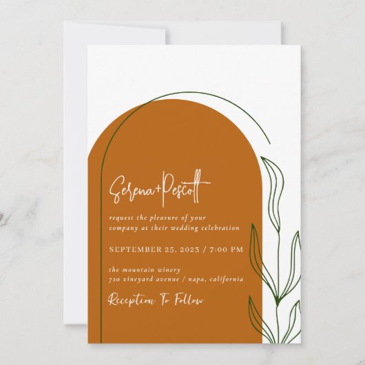 Terracotta + Einfache Hochzeit Einladung (Vorderseite)