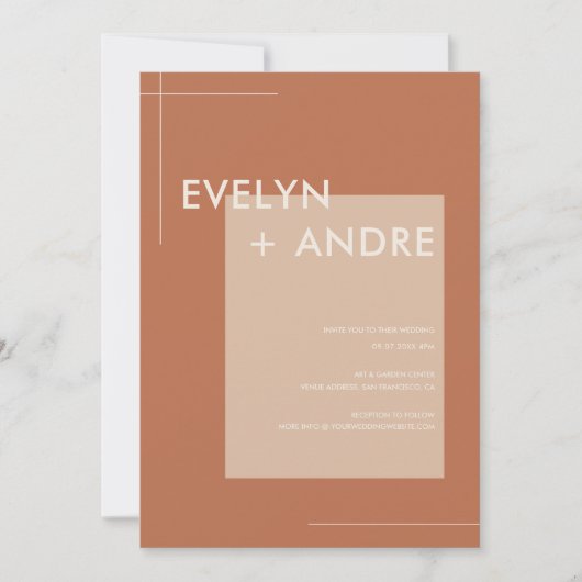 Terracotta Einfache Moderne Minimalistische Hochze Einladung (Vorderseite)