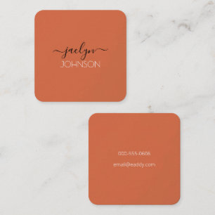 Terracotta Einfache Personalisierte Schrift Quadratische Visitenkarte