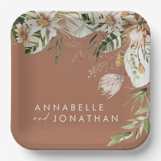 Terracotta einfaches botanisches, modernes, elegan pappteller (Vorderseite)