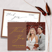 Terracotta Elegant Gold Script Wedding Vielen Dank Postkarte