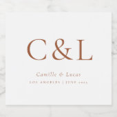 Terracotta Elegant Minimalistisch Wedding Monogram Schaumweinetikett (Einzelnes Label)