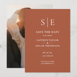 Terracotta Elegant Monogram Foto Wedding Save The Date