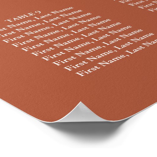 Terracotta Elegant Monogram Wedding Chart Poster (Ecke)