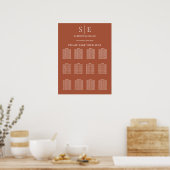 Terracotta Elegant Monogram Wedding Chart Poster (Küche)