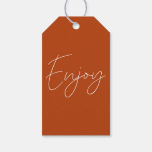 Terracotta Elegante Calligrafy Enjoy Handmade Geschenkanhänger