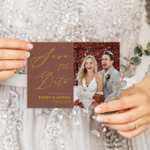 Terracotta Elegante Gold Script Moderne Hochzeit Save The Date