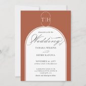 Terracotta Elegante Kalligrafie Mit Monogramm Hoch Einladung (Vorderseite)