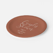 Terracotta Elegante Pärchen Bridal Polterabend Pappteller (Schrägansicht)