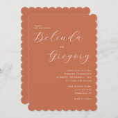 Terracotta Elegante Script Calligraphy Wedding Einladung (Vorne/Hinten)