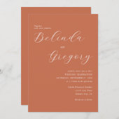 Terracotta Elegante Script Calligraphy Wedding Einladung (Vorne/Hinten)