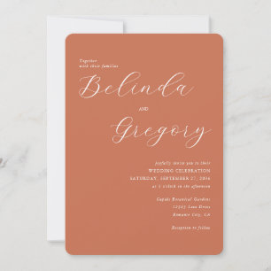 Terracotta Elegante Script Calligraphy Wedding Einladung