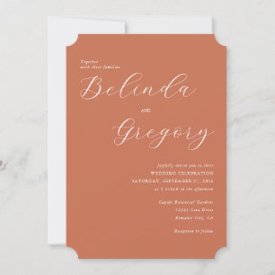 Terracotta Elegante Script Calligraphy Wedding Einladung
