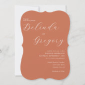 Terracotta Elegante Script Calligraphy Wedding Einladung (Vorderseite)