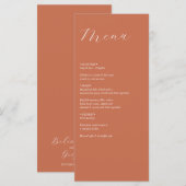 Terracotta Elegante Script Calligraphy Wedding Menükarte (Vorne/Hinten)