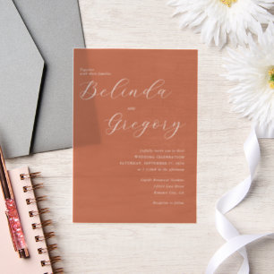 Terracotta Elegante Script Calligraphy Wedding Pergament Einladungen