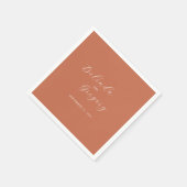 Terracotta Elegante Script Calligraphy Wedding Serviette (Ecke)