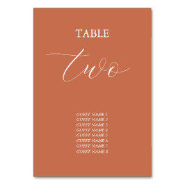 Terracotta Elegante Script Calligraphy Wedding Tischnummer