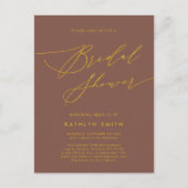 Terracotta Elegante Script Modernes Brautparty Einladungspostkarte (Vorderseite)